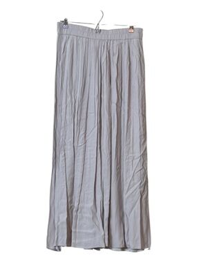 Joan Vass Long Maxi Pleated Flowy Skirt Silver / Gray XL